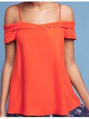 Anthropologie Bright Tomato Red\Orange Off-Shoulder Camisole